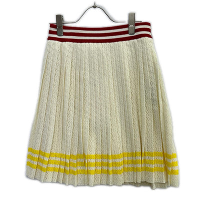 Gucci Adidas Ivory Cotton 3 Stripes Pleated Knit Skirt