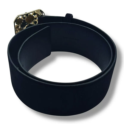 Chanel Gripoix Belt Rhinestone Suede Black — view 2