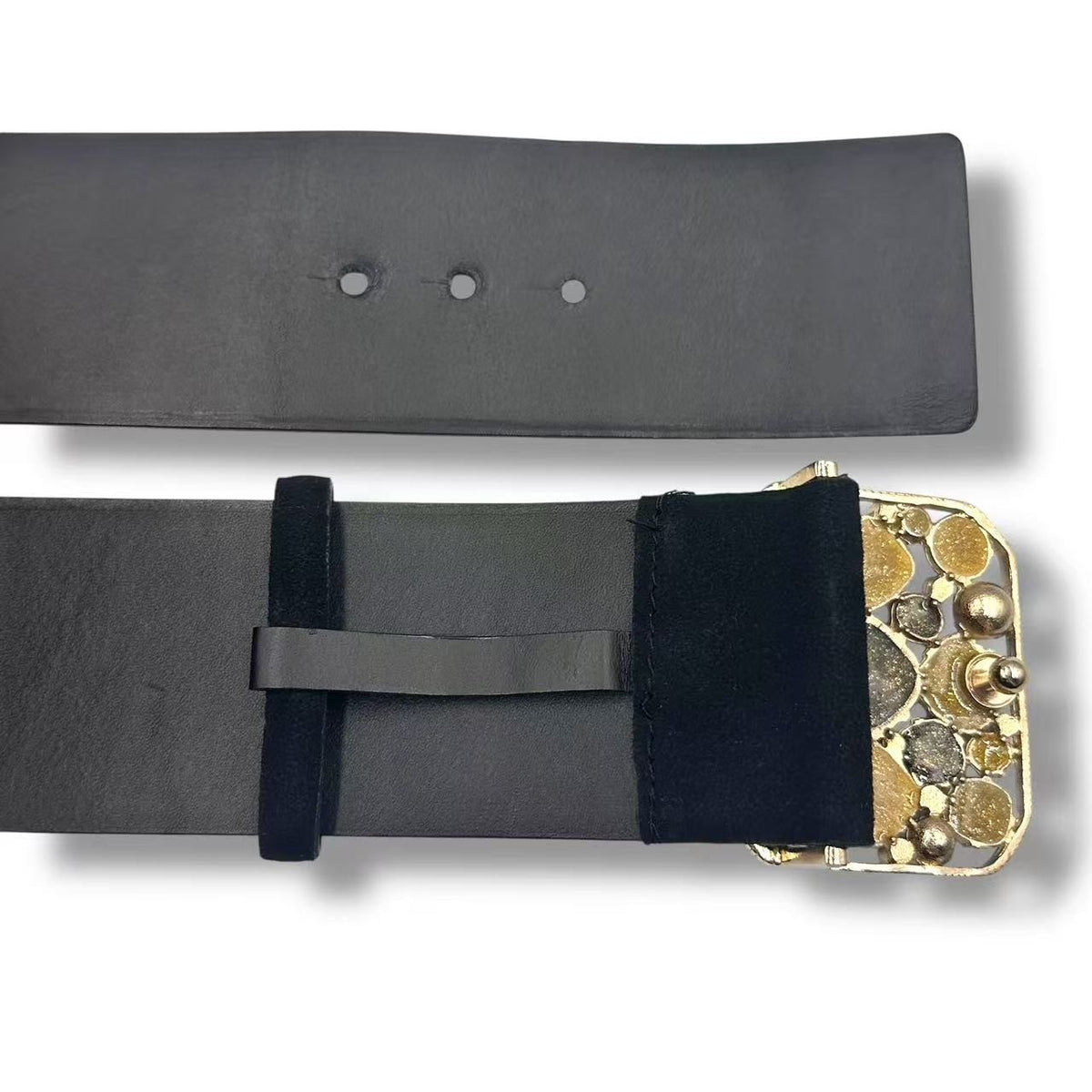 Chanel Gripoix Belt Rhinestone Suede Black — view 4