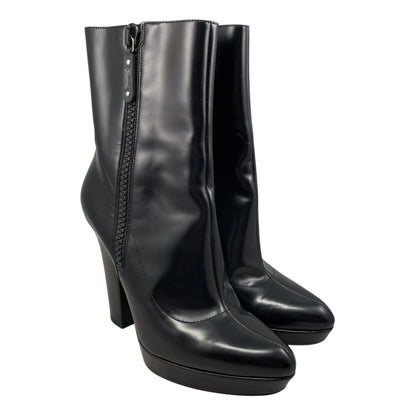 Gucci Ankle Boots Side Zip Heels Leather Logo Black 39 — view 2