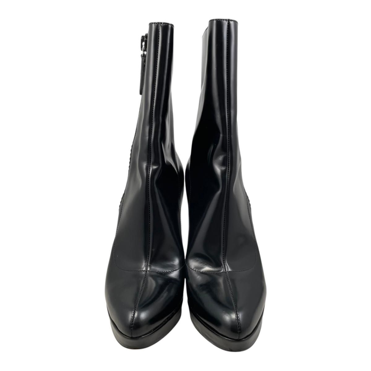 Gucci Ankle Boots Side Zip Heels Leather Logo Black 39 — view 3