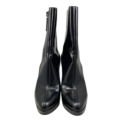 Gucci Ankle Boots Side Zip Heels Leather Logo Black 39 — view 3