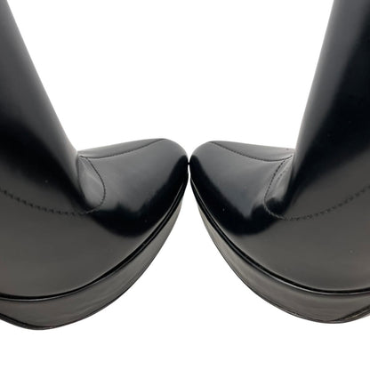 Gucci Ankle Boots Side Zip Heels Leather Logo Black 39 — view 7