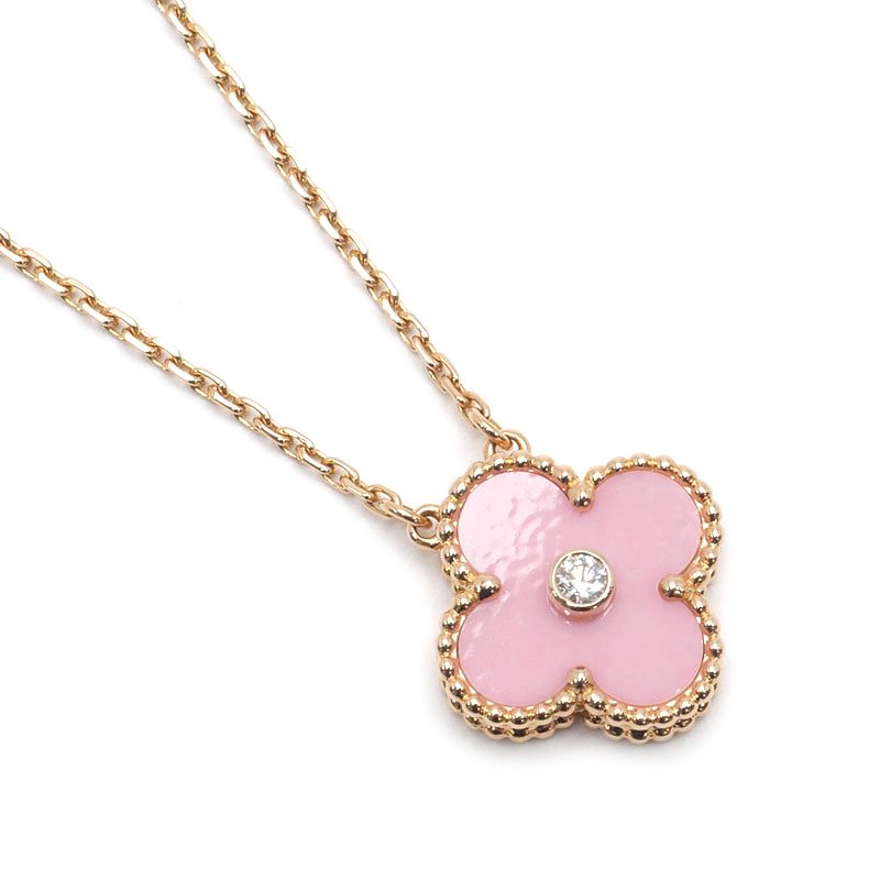 Van Cleef & Arpels Vintage Alhambra Necklace Pink Sable