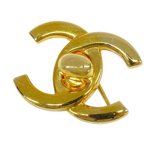 Chanel 96A Brooch Turnlock Gold Logo Vintage