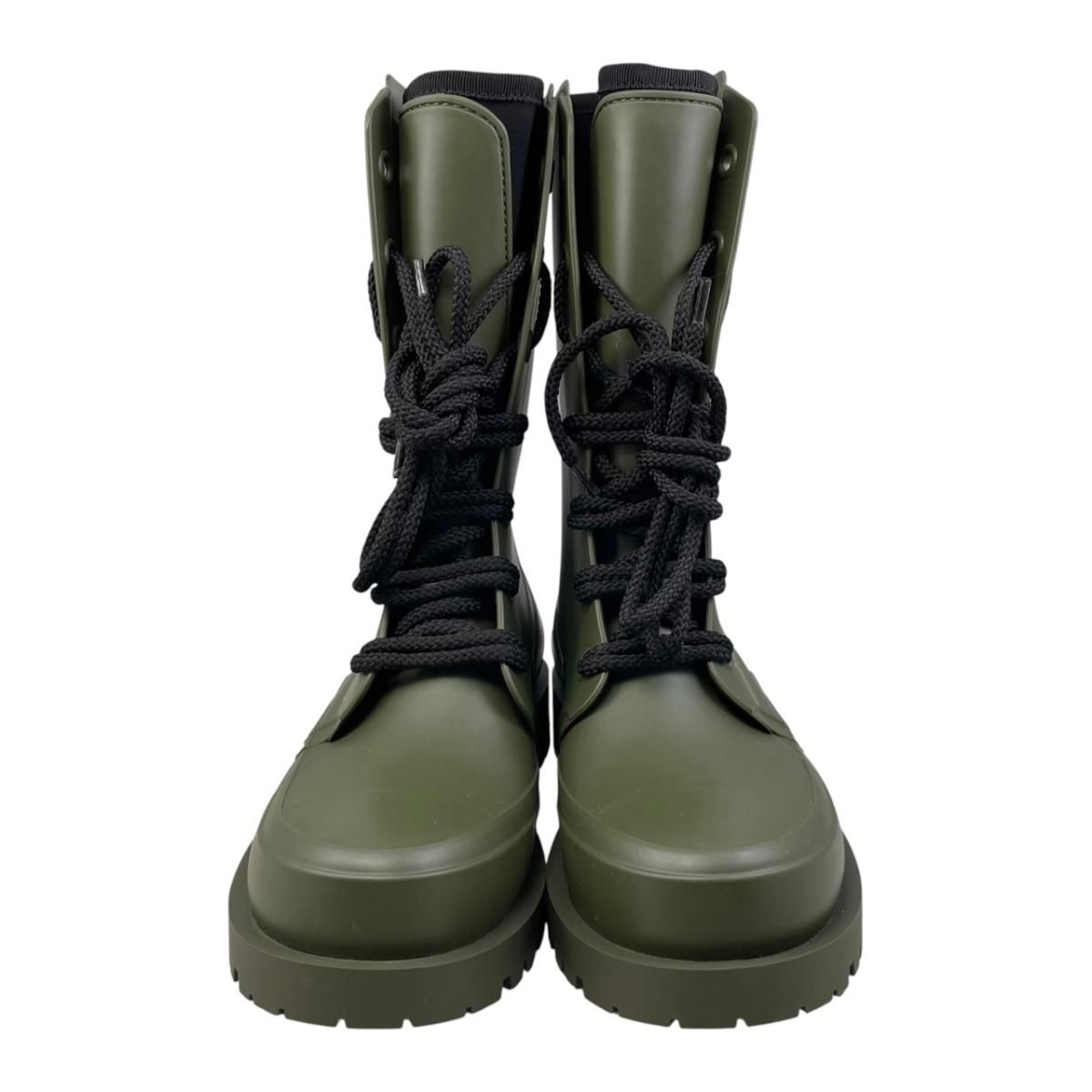 Dior Rain Boots Lace Up Rubber Logo Green Black 35 — view 3
