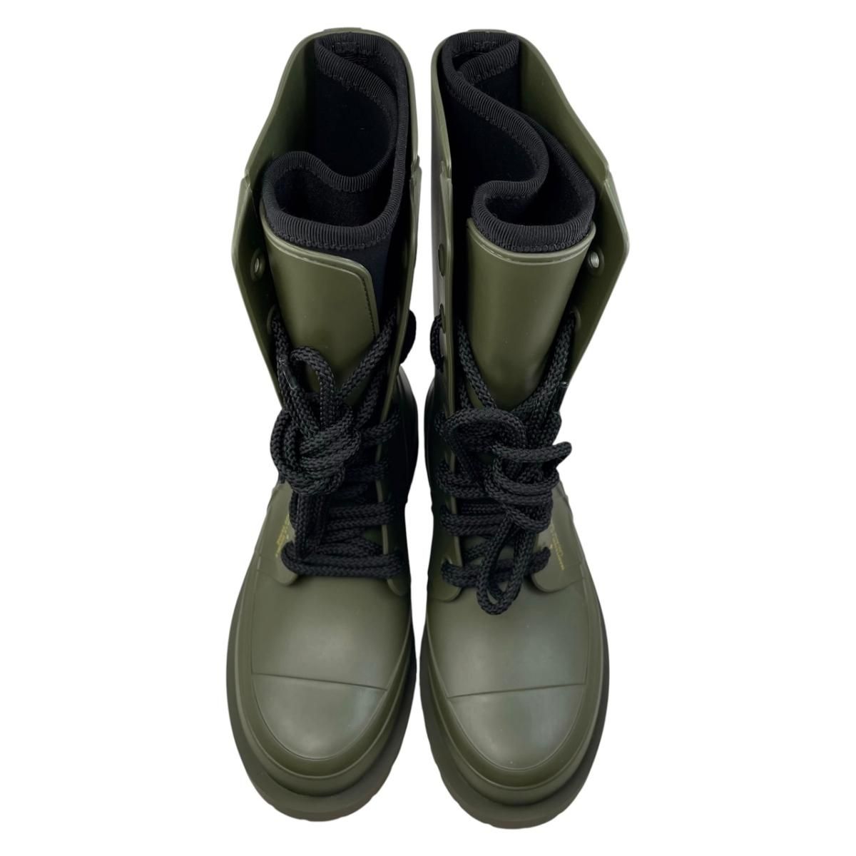 Dior Rain Boots Lace Up Rubber Logo Green Black 35 — view 5