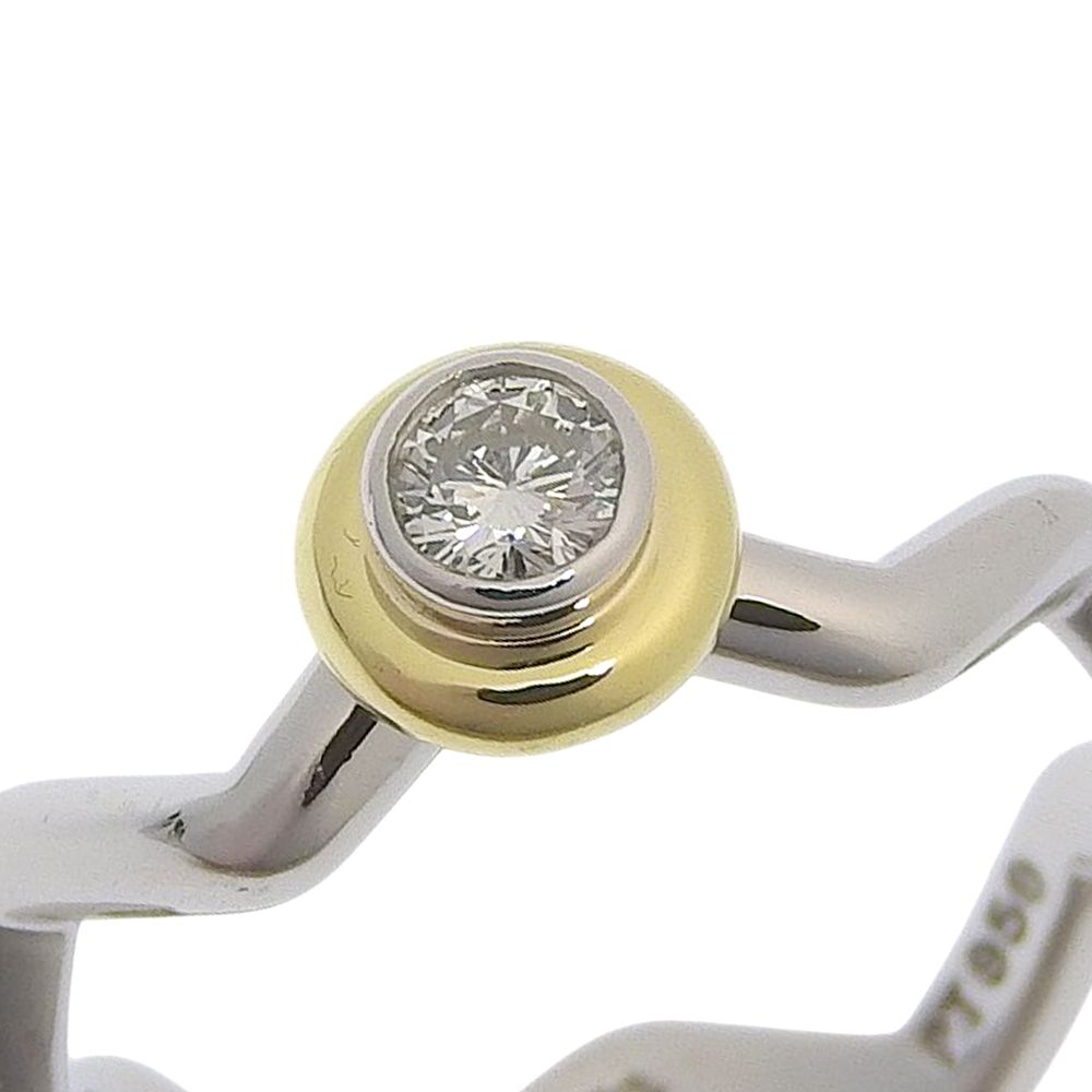 Tiffany & Co Zigzag Platinum Gold Diamond Ring — view 4
