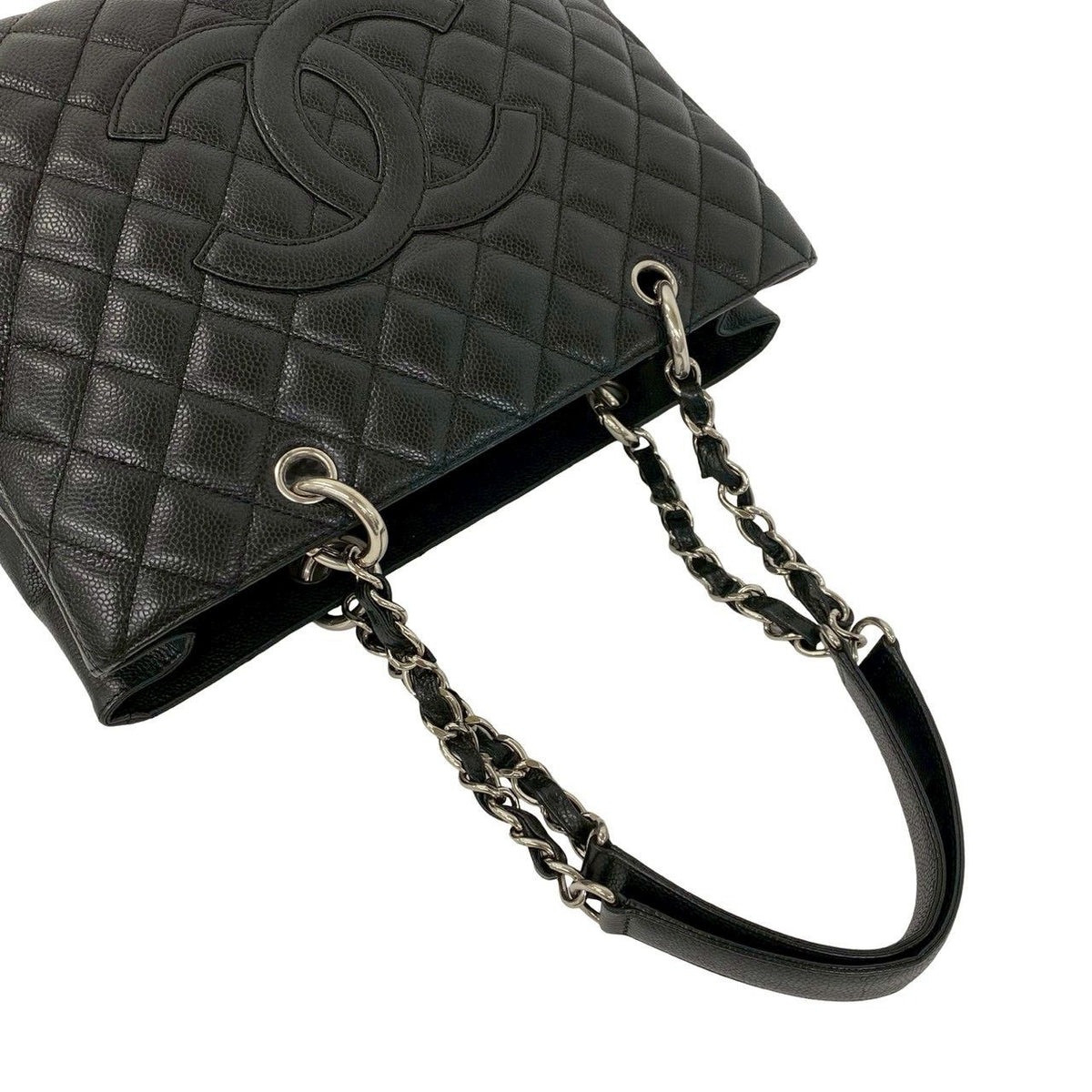 Chanel Grand Shopping Tote Bag GST Quilted CC Logo Caviar Leather Black — view 4