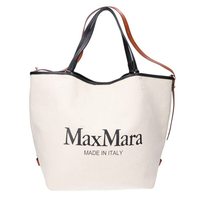 Max Mara Logo Canvas Leather 2-Way Tote Bag