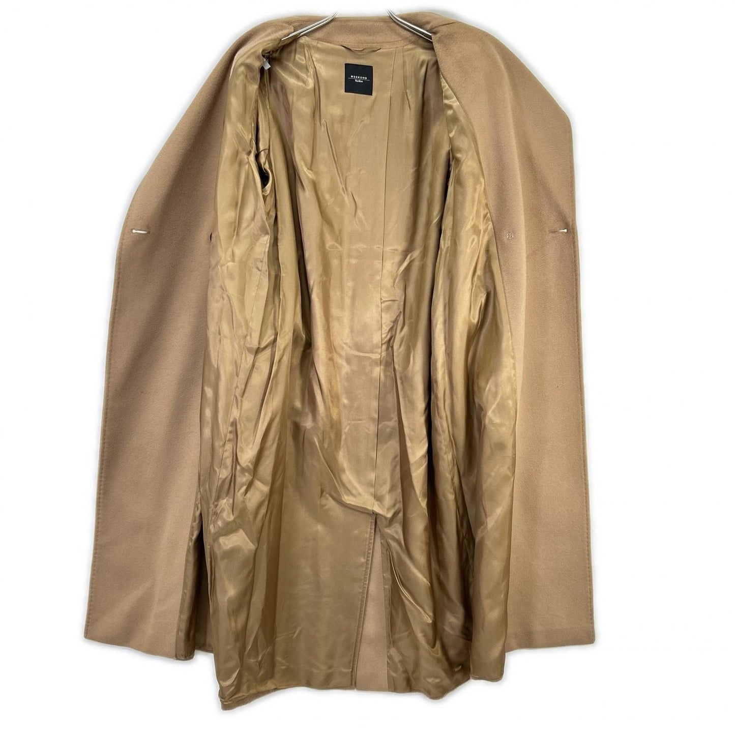 Max Mara Weekend Brown Pure Vagin Wool 100 Resina Double Breasted Belted Long — view 3