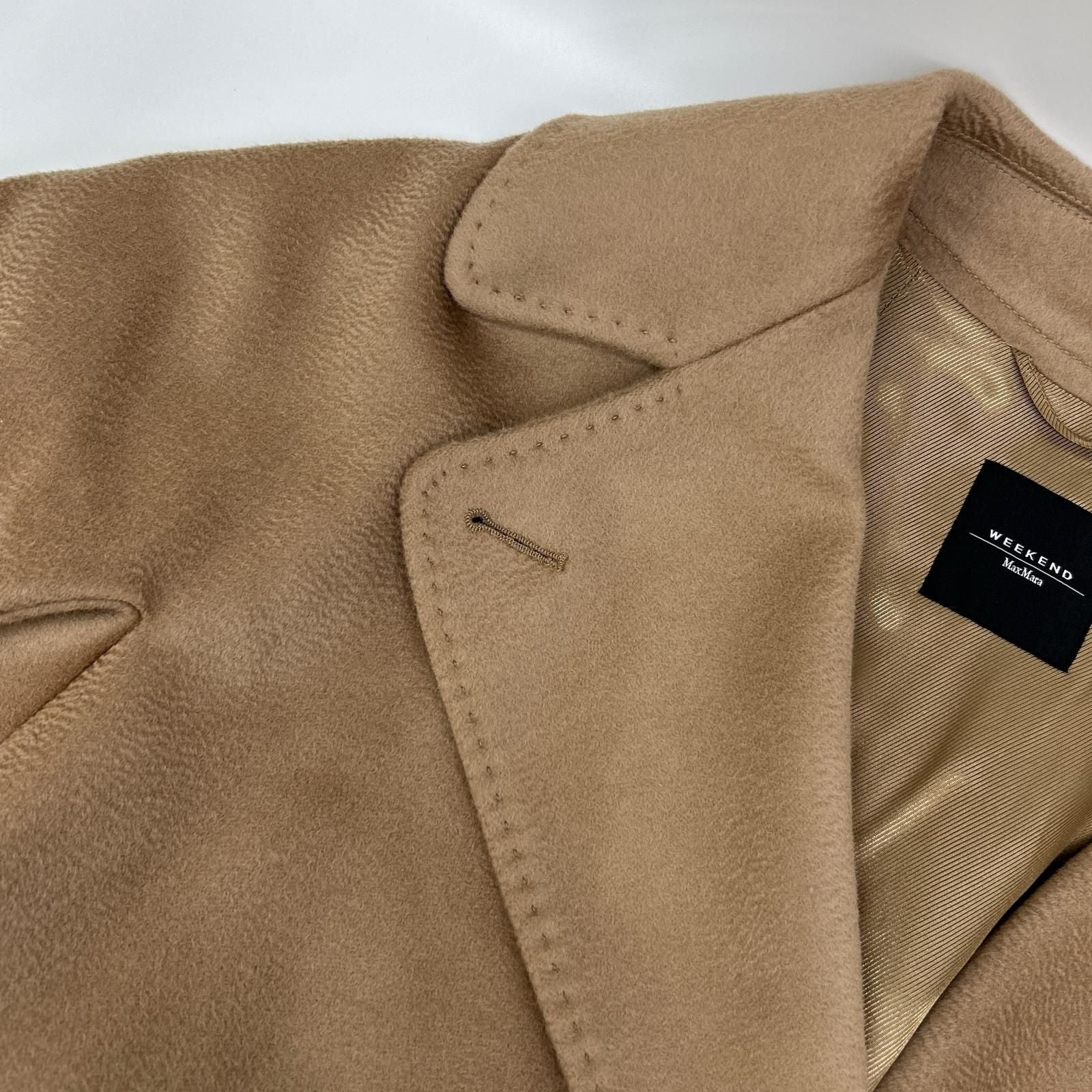 Max Mara Weekend Brown Pure Vagin Wool 100 Resina Double Breasted Belted Long — view 7