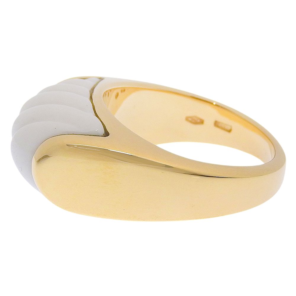 Bvlgari Tronchetto Gold White Ceramic Ring — view 4