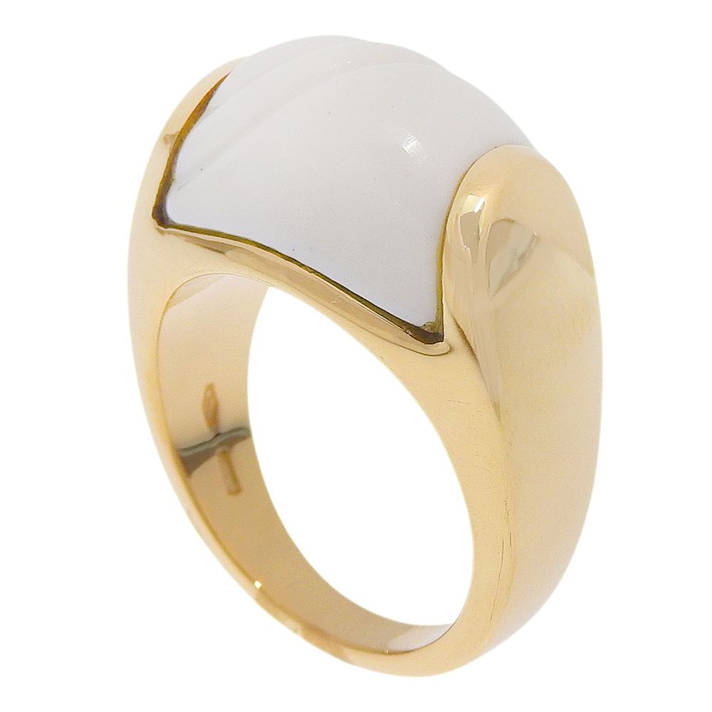 Bvlgari Tronchetto Gold White Ceramic Ring — view 3