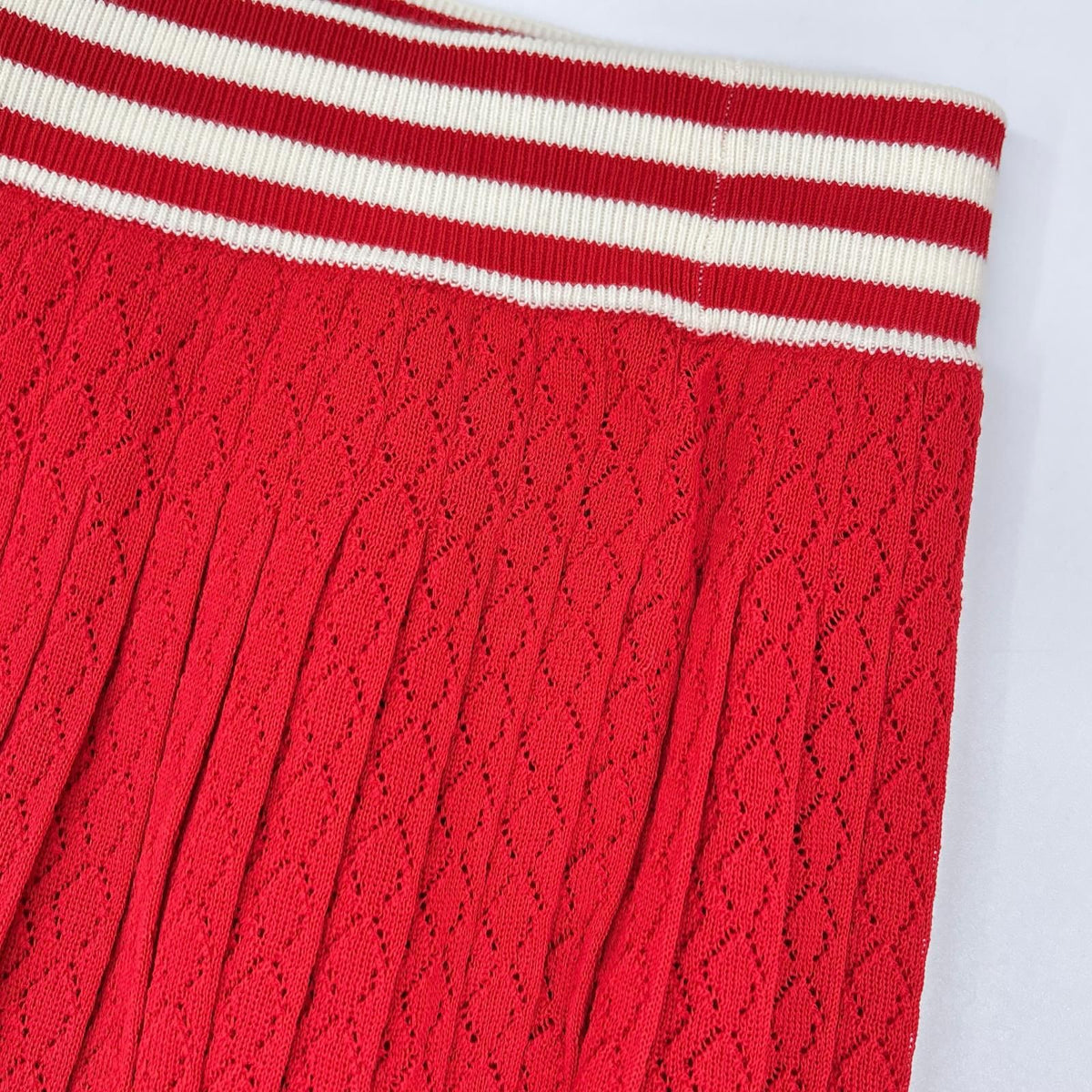 Gucci Adidas Red White Silk Blend 3 Stripes Lace Up Knit Wide Pants XL — view 6