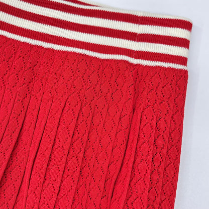 Gucci Adidas Red White Silk Blend 3 Stripes Lace Up Knit Wide Pants XL — view 6