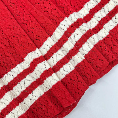 Gucci Adidas Red White Silk Blend 3 Stripes Lace Up Knit Wide Pants XL — view 8