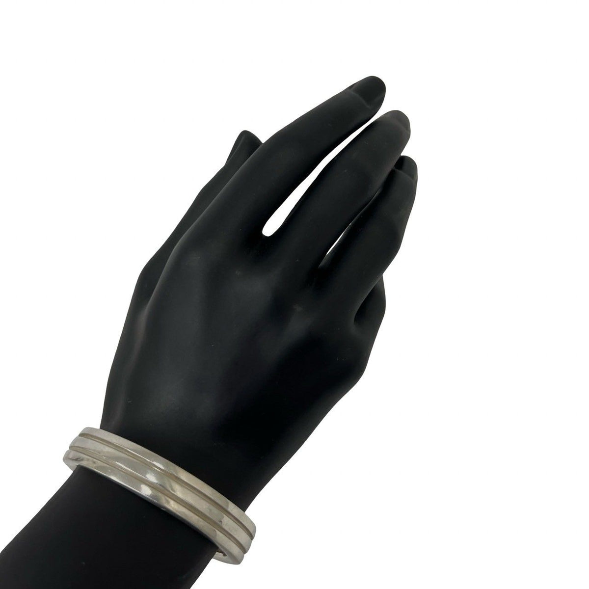 Tiffany & Co Vintage Grooved Double Calfskin Bangle 925 Sterling Silver Bracelet — view 2