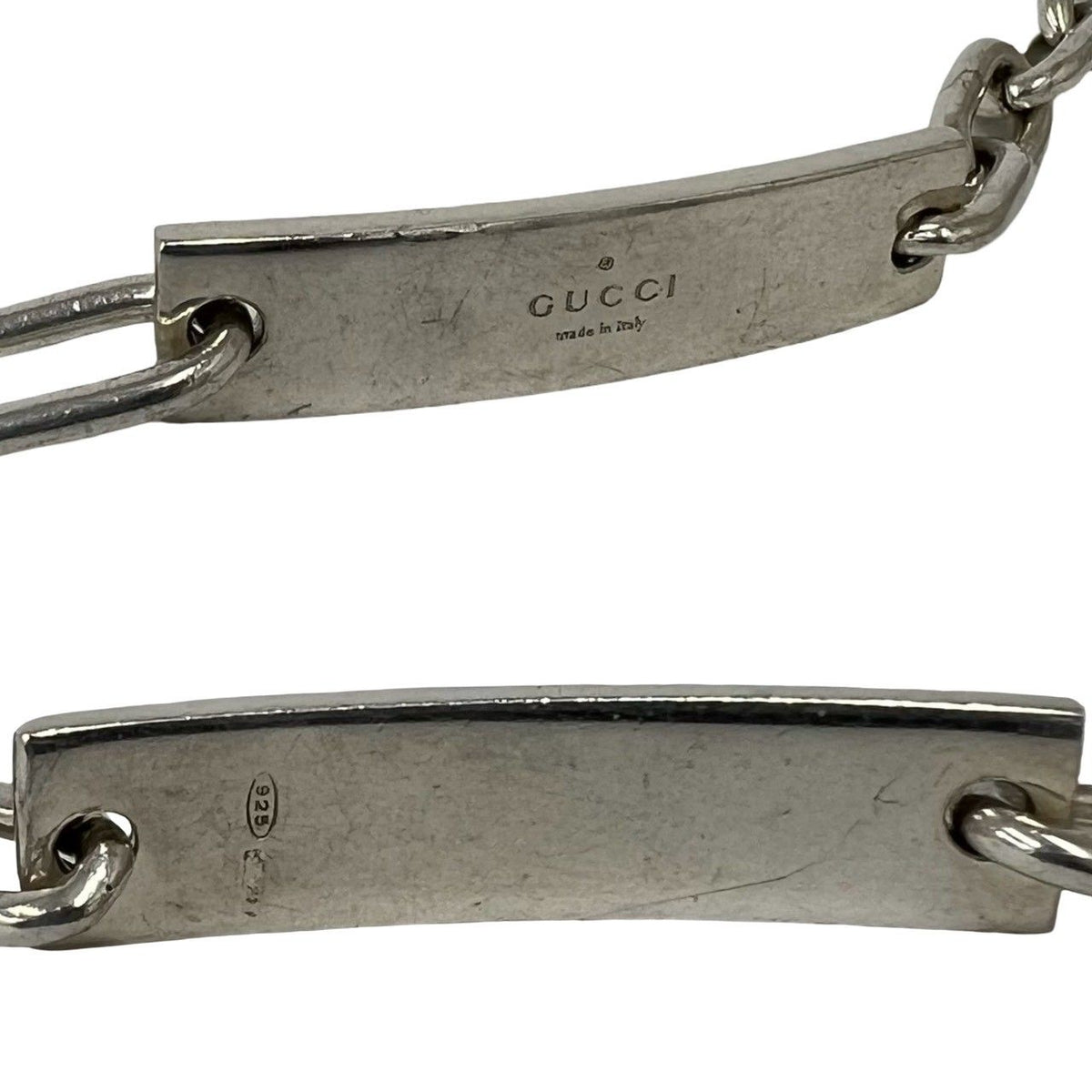 Gucci Vintage ID Plate Chain Bracelet Logo 925 Sterling Silver Bangle — view 3