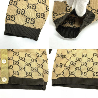 Gucci Cardigan Lame Contrast GG Pattern Wool Brown Cardigan — view 8