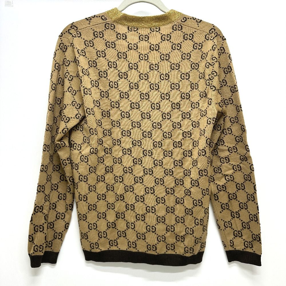 Gucci Cardigan Lame Contrast GG Pattern Wool Brown Cardigan — view 2