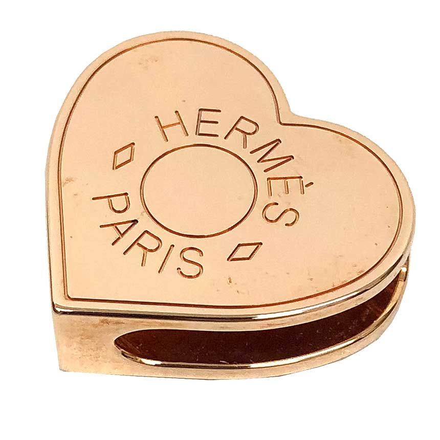Hermes Cool Heart Twilly Scarf Ring Pink Gold