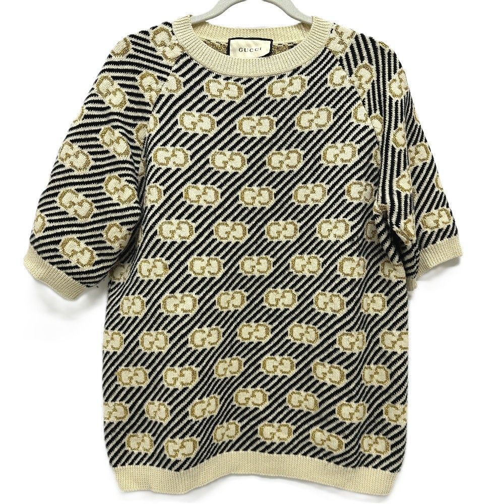 Gucci Dress Lame GG Pattern Wool White