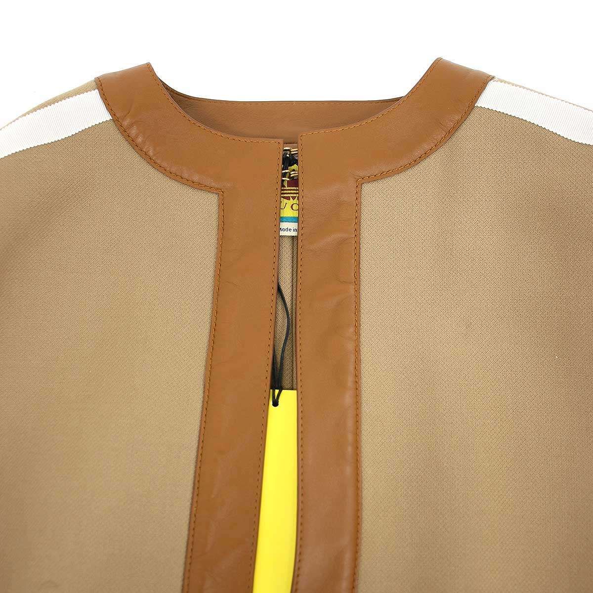 Gucci Adidas Wool Shearling 3 Stripes Logo Embroidered Cape Coat Camel Brown 44 — view 4