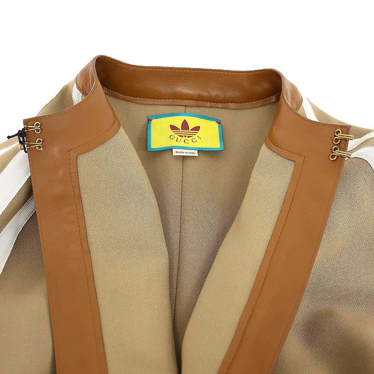 Gucci Adidas Wool Shearling 3 Stripes Logo Embroidered Cape Coat Camel Brown 44 — view 7