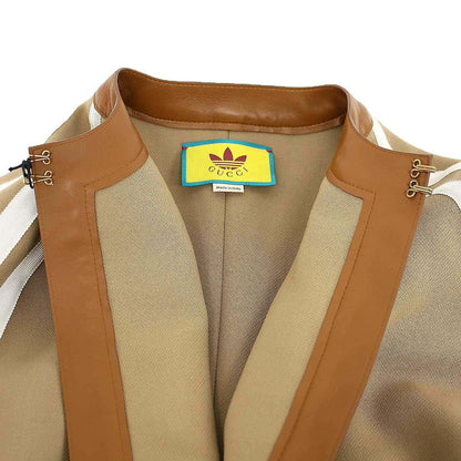 Gucci Adidas Wool Shearling 3 Stripes Logo Embroidered Cape Coat Camel Brown 44 — view 7