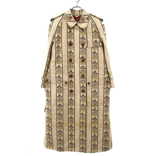 Gucci 100 Flower and Crown Coat Long Beige 40