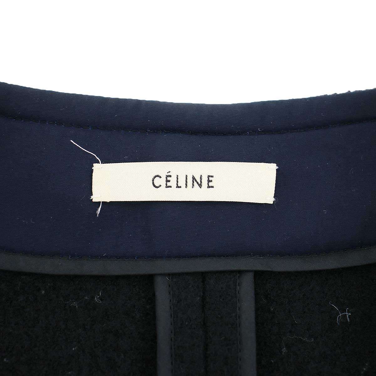 Celine by Phoebe Philo Belted Wool Long Coat Black 36 — view 3