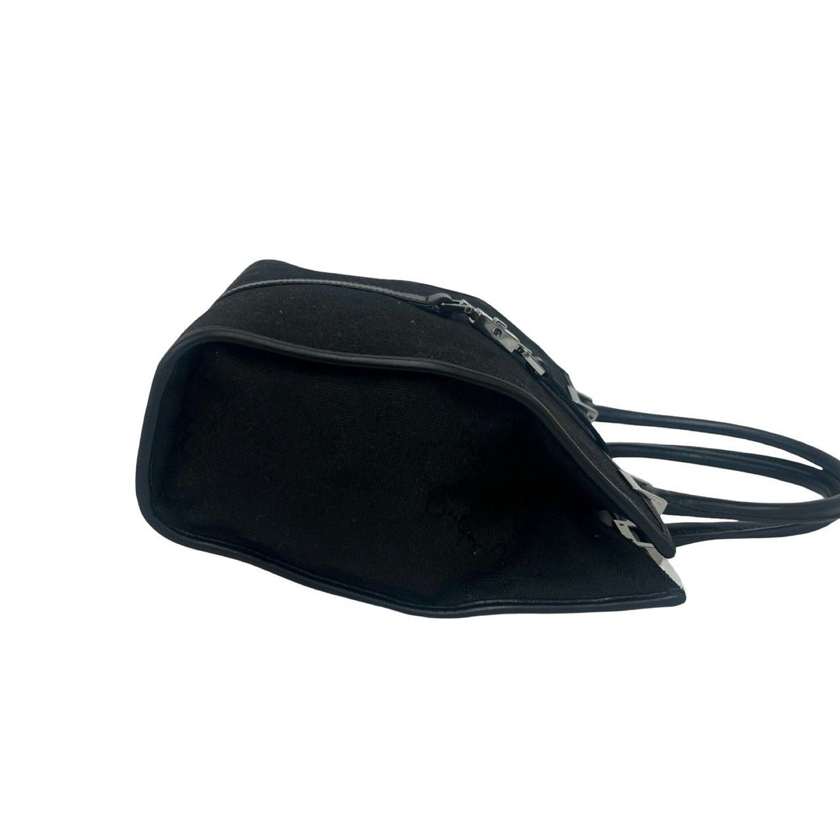 Gucci Jackie Logo GG Pattern Canvas Leather Handbag Mini Tote Black — view 6