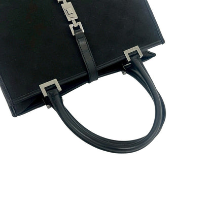 Gucci Jackie Logo GG Pattern Canvas Leather Handbag Mini Tote Black — view 4