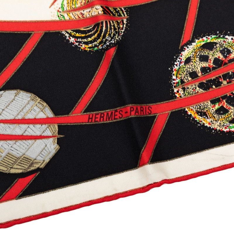 Hermes Carre 90 Les Feux de Lespace Space Fireworks Scarf Large Black Multicolor — view 8