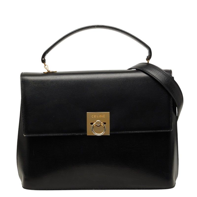 Celine 2-Way Shoulder Bag Black Leather