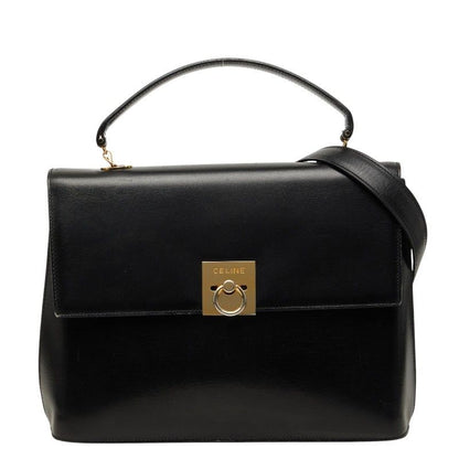Celine 2-Way Shoulder Bag Black Leather