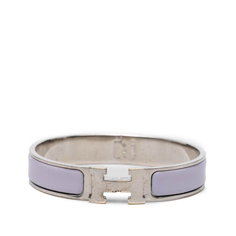 Hermes Clic Clac Bangle Silver Purple Metal Bracelet