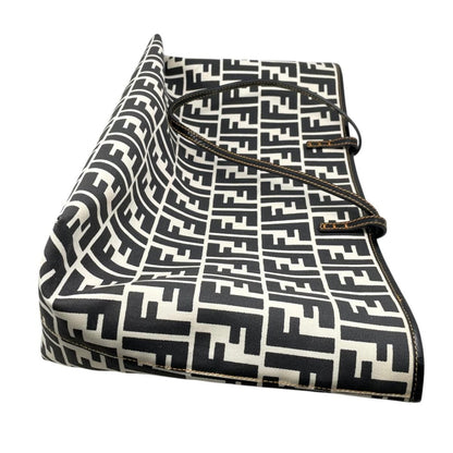 Fendi Tote Bag FF Jacquard Large Canvas Logo White Black Blue — view 8