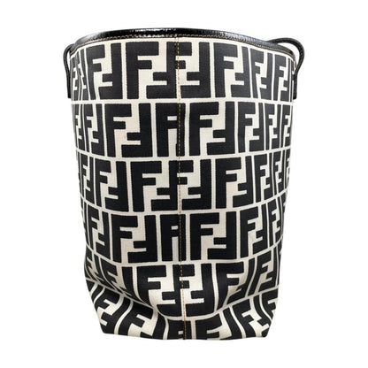 Fendi Tote Bag FF Jacquard Large Canvas Logo White Black Blue — view 4