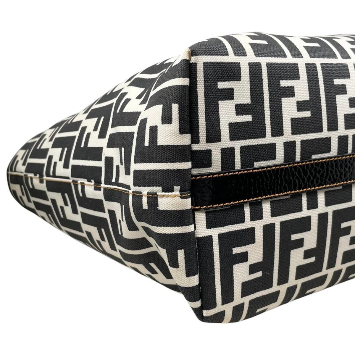 Fendi Tote Bag FF Jacquard Large Canvas Logo White Black Blue — view 6