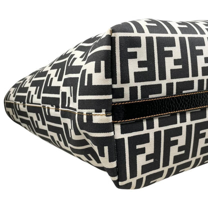 Fendi Tote Bag FF Jacquard Large Canvas Logo White Black Blue — view 6