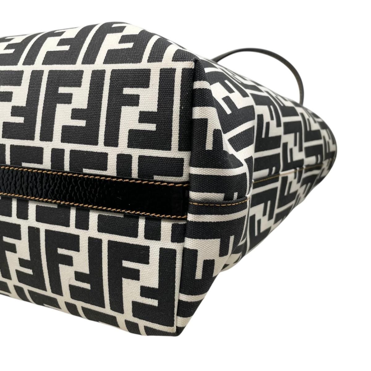 Fendi Tote Bag FF Jacquard Large Canvas Logo White Black Blue — view 7