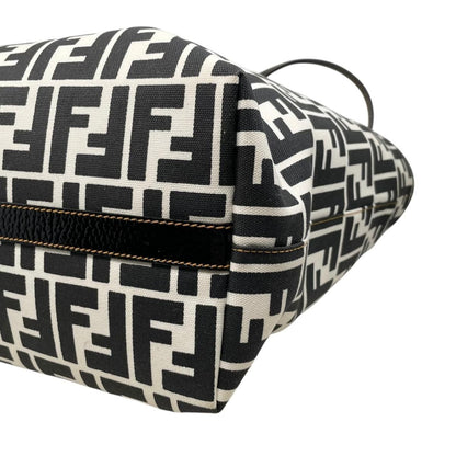 Fendi Tote Bag FF Jacquard Large Canvas Logo White Black Blue — view 7