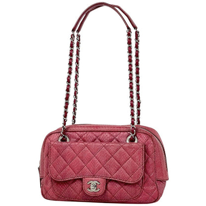 Chanel CC Logo Chain Shoulder Bag Quilted Leather