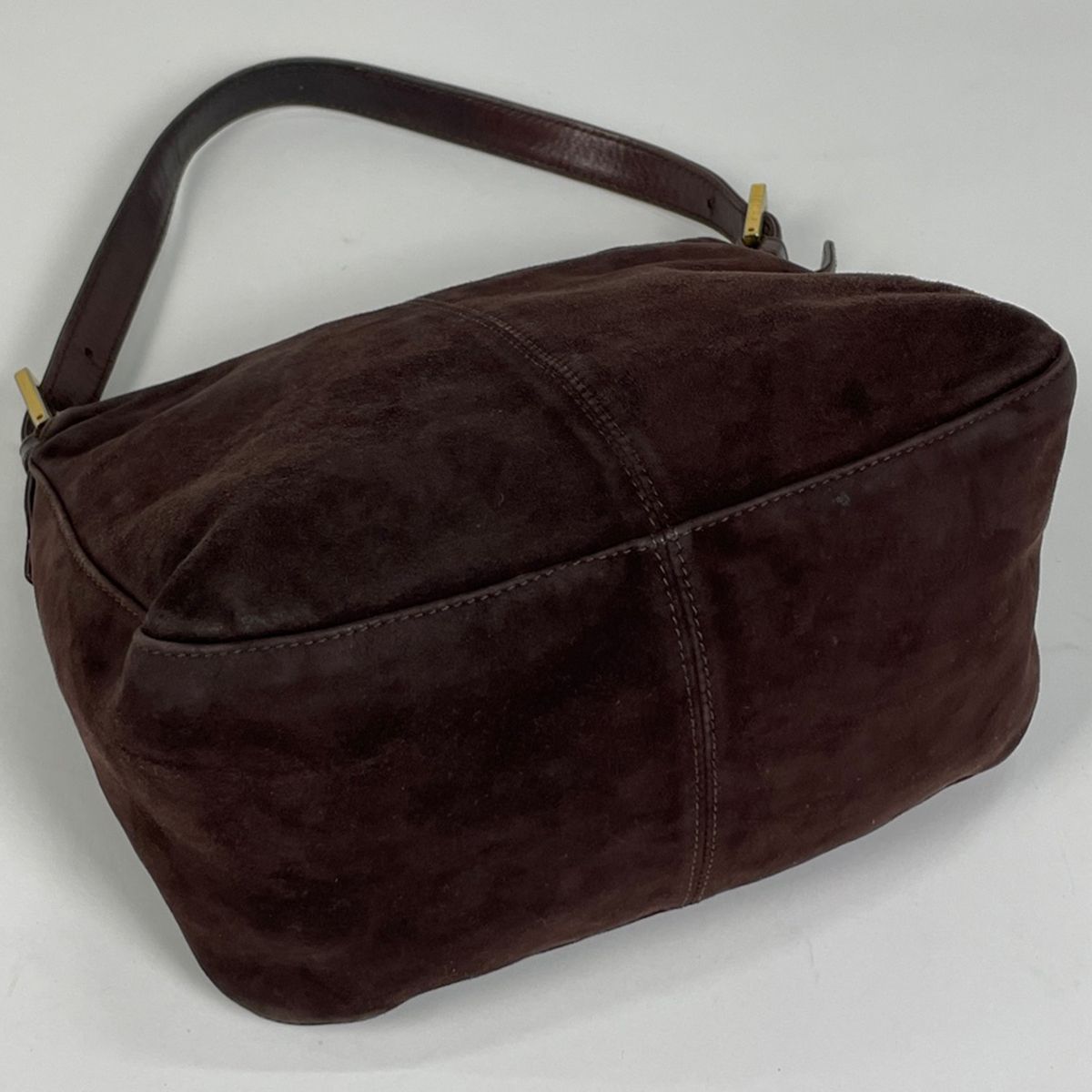 Fendi Zucca Logo Shoulder Bag Mamma Bucket Suede Brown — view 2