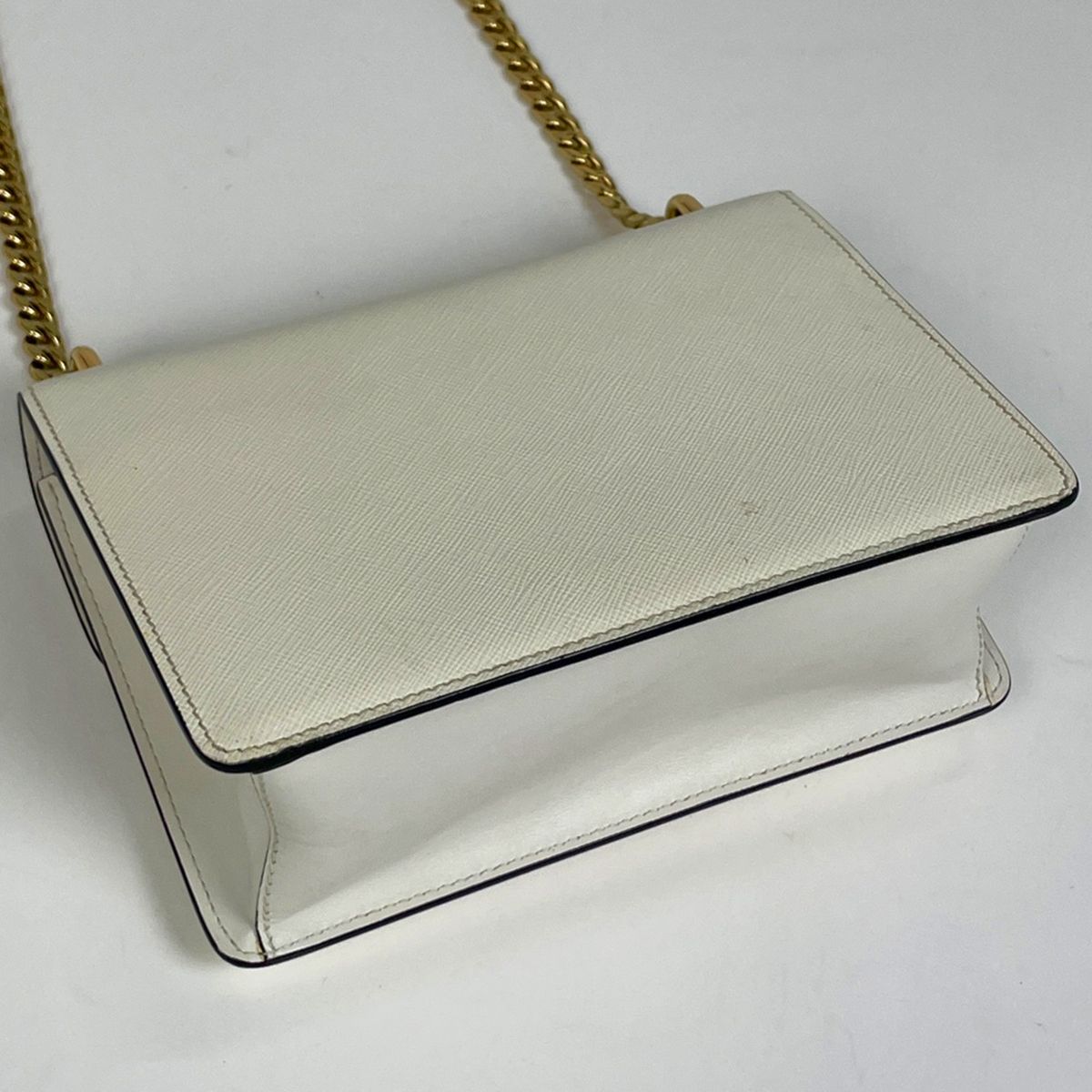 Prada Chain Shoulder Bag Saffiano Leather White — view 2