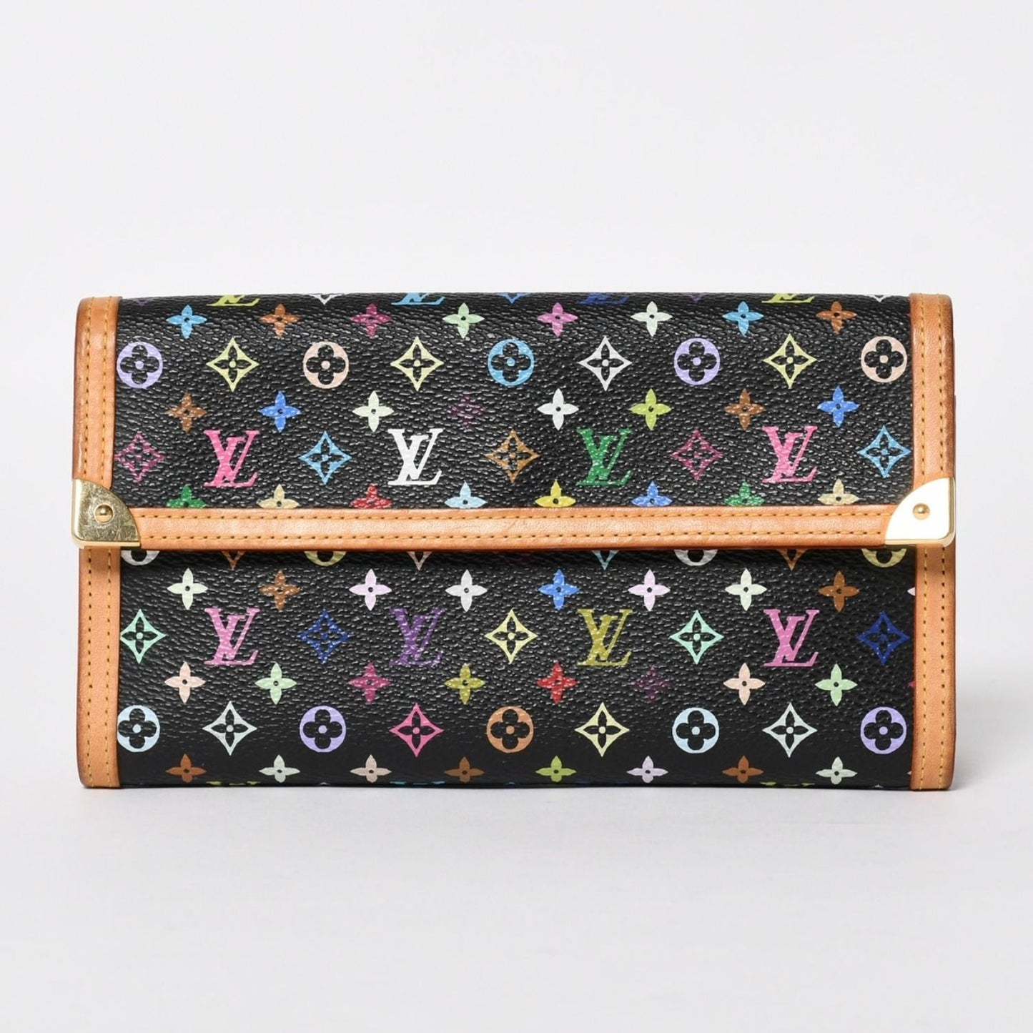 Louis Vuitton Trifold Wallet Monogram Black Multicolor Portefeuille