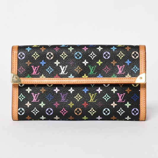 Louis Vuitton Trifold Wallet Monogram Black Multicolor Portefeuille