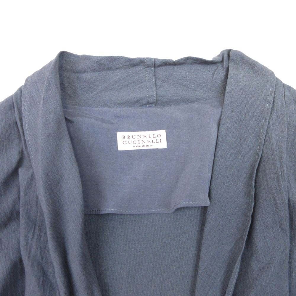 Brunello Cucinelli Fabric Combination Jacket Blazer Haori Cardigan Top Buttonles — view 3